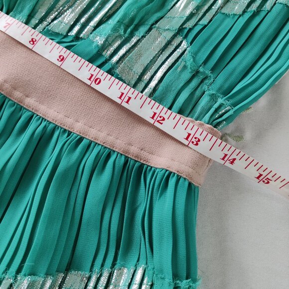 BCBG MaxAzria Zariah SZ-S Cocktail Party Midi Pleated Chiffon Dress - Picture 12 of 13